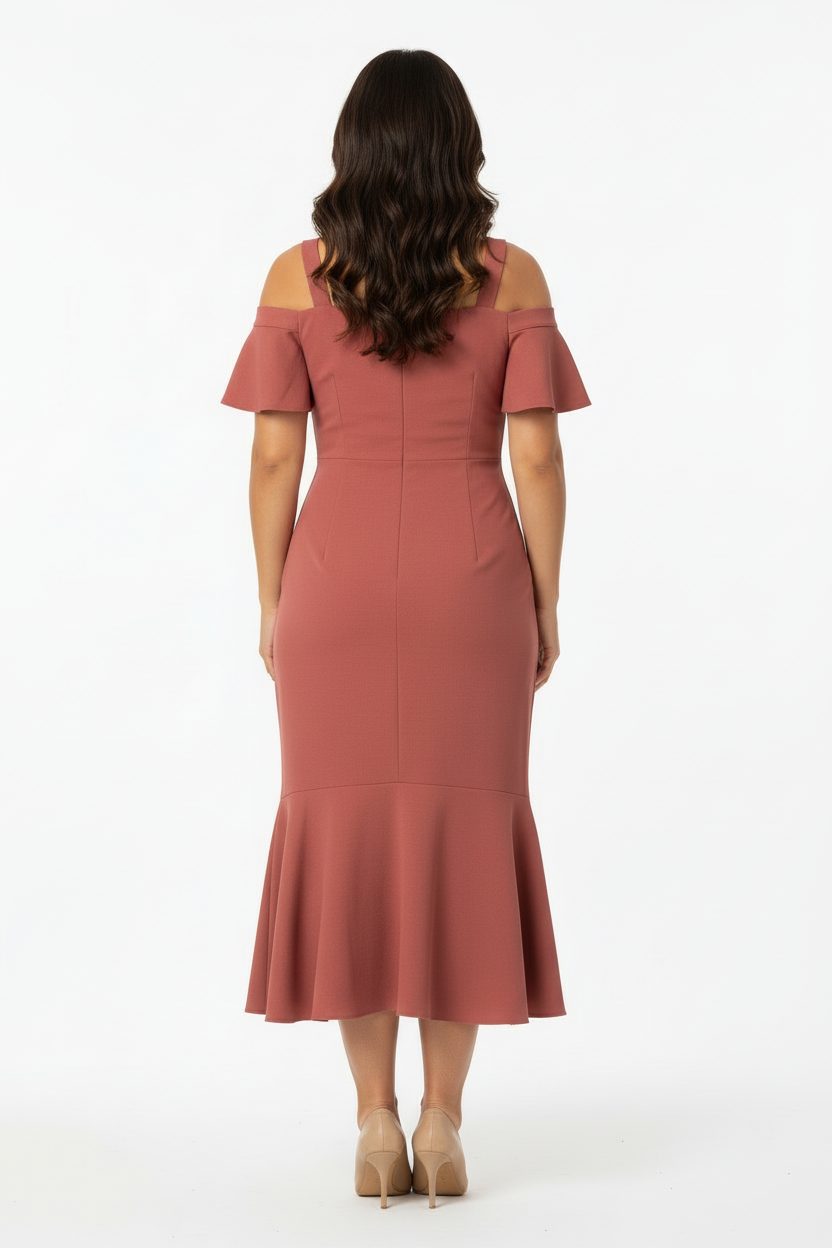 BELLA Midi bodycon dress ruffle bottom | BELLA DRESS