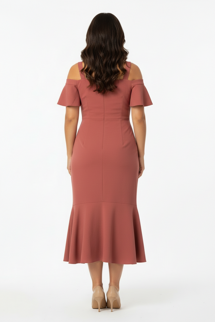 BELLA Midi bodycon dress ruffle bottom | BELLA DRESS