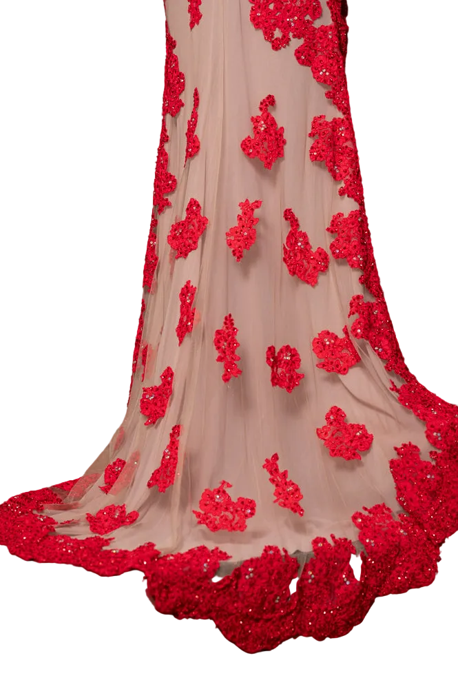 Strapless sweetheart cocktail gown with train | TYRA