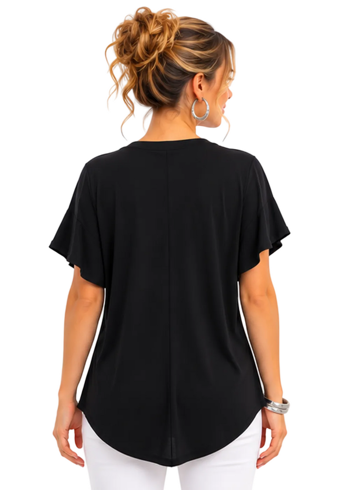 Luna Sparkle Circle V-Neck Top By Sambara