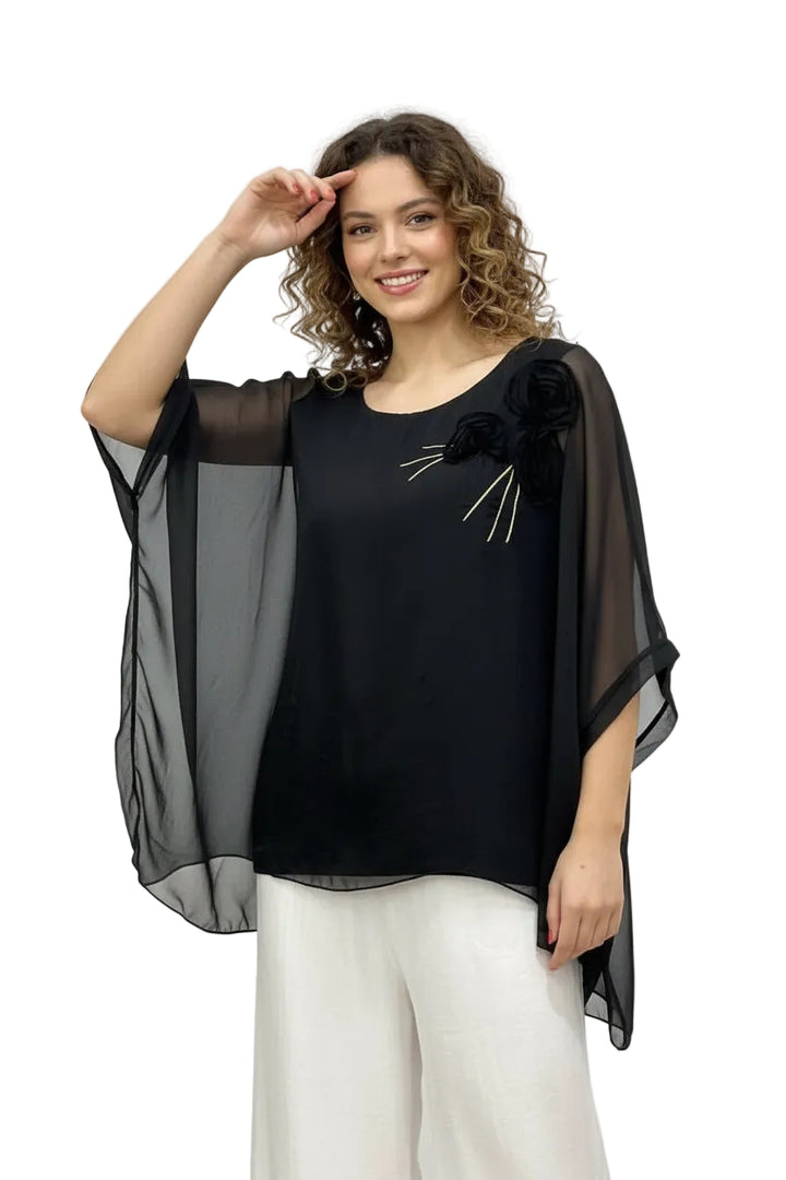 ROSE EMBELLISHED CHIFFON TOP BY SAMBARA