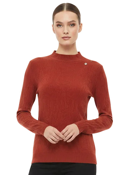 SPARKLE TEXTURED HIGH NECK KNIT TOP BY SAMBARA
