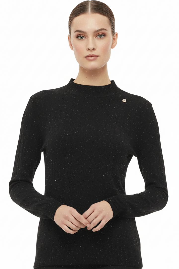 SPARKLE TEXTURED HIGH NECK KNIT TOP BY SAMBARA