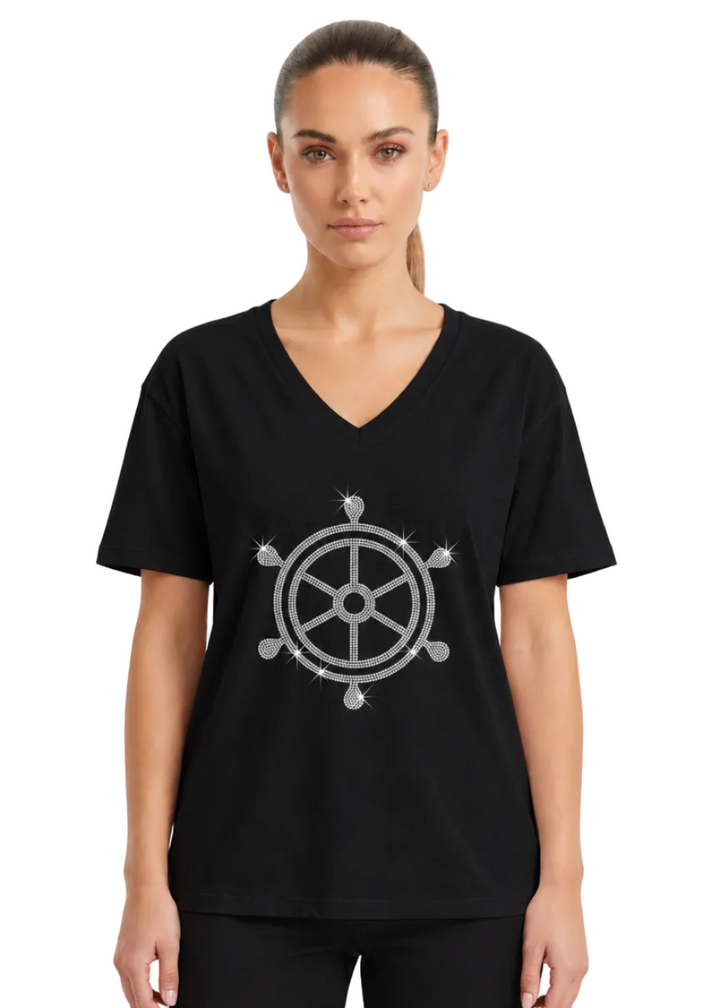 Marisol Crystal Helm V-Neck Tee By Sambara