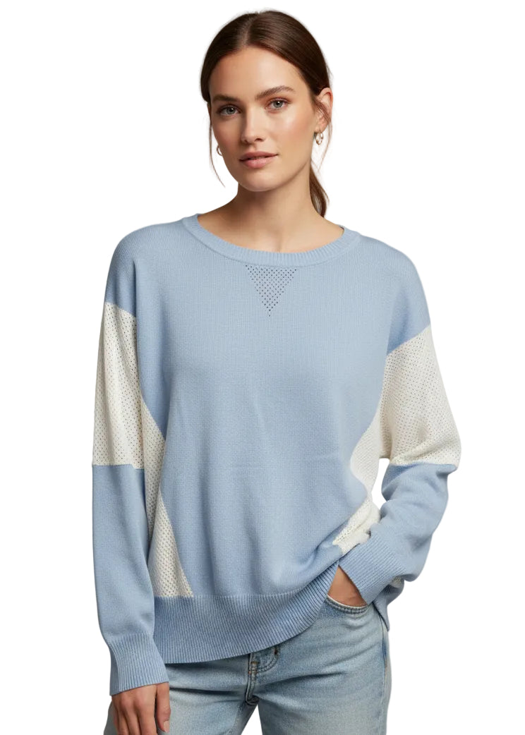 Blue & Cream Colour Block Knit by Sabena