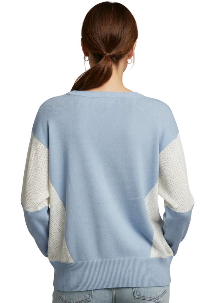 Blue & Cream Colour Block Knit by Sabena