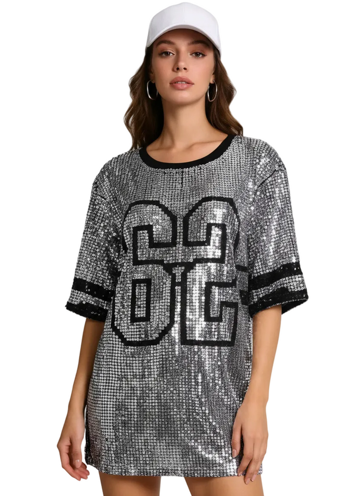Varsity Spark Sequin Tee Dress by Runway Secrets
