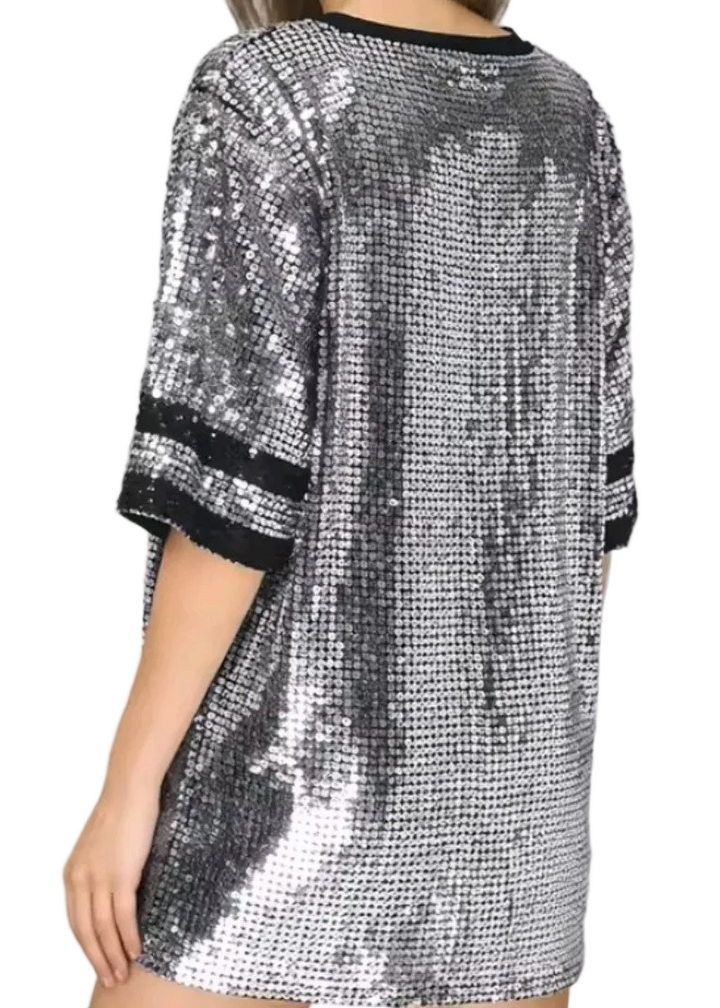 Varsity Spark Sequin Tee Dress by Runway Secrets