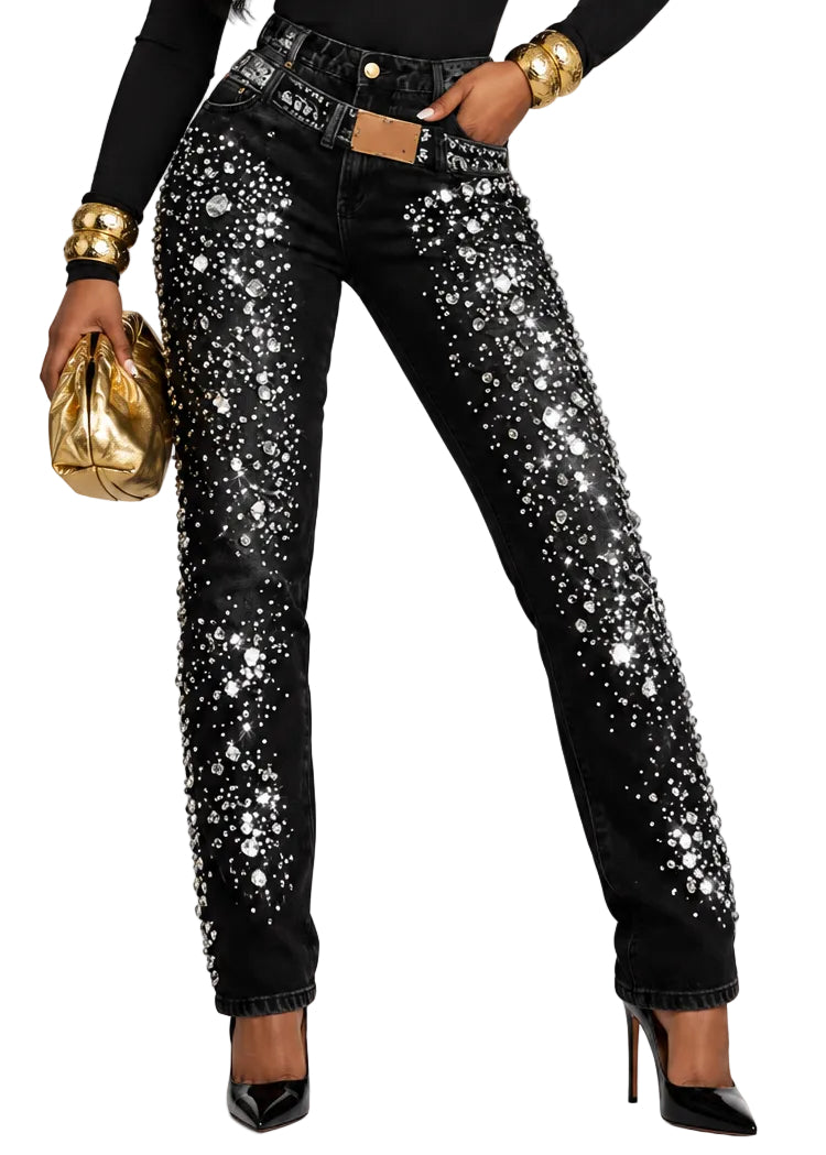 Elanora Crystal Embellished Jeans By Runway Secrets