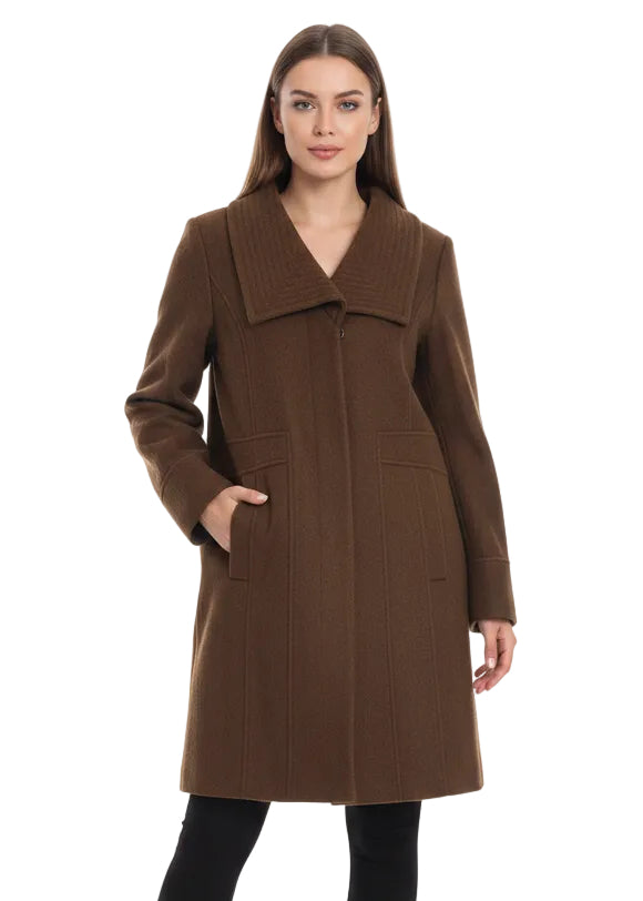 DARK TAN WOOL BLEND COAT BY SABENA