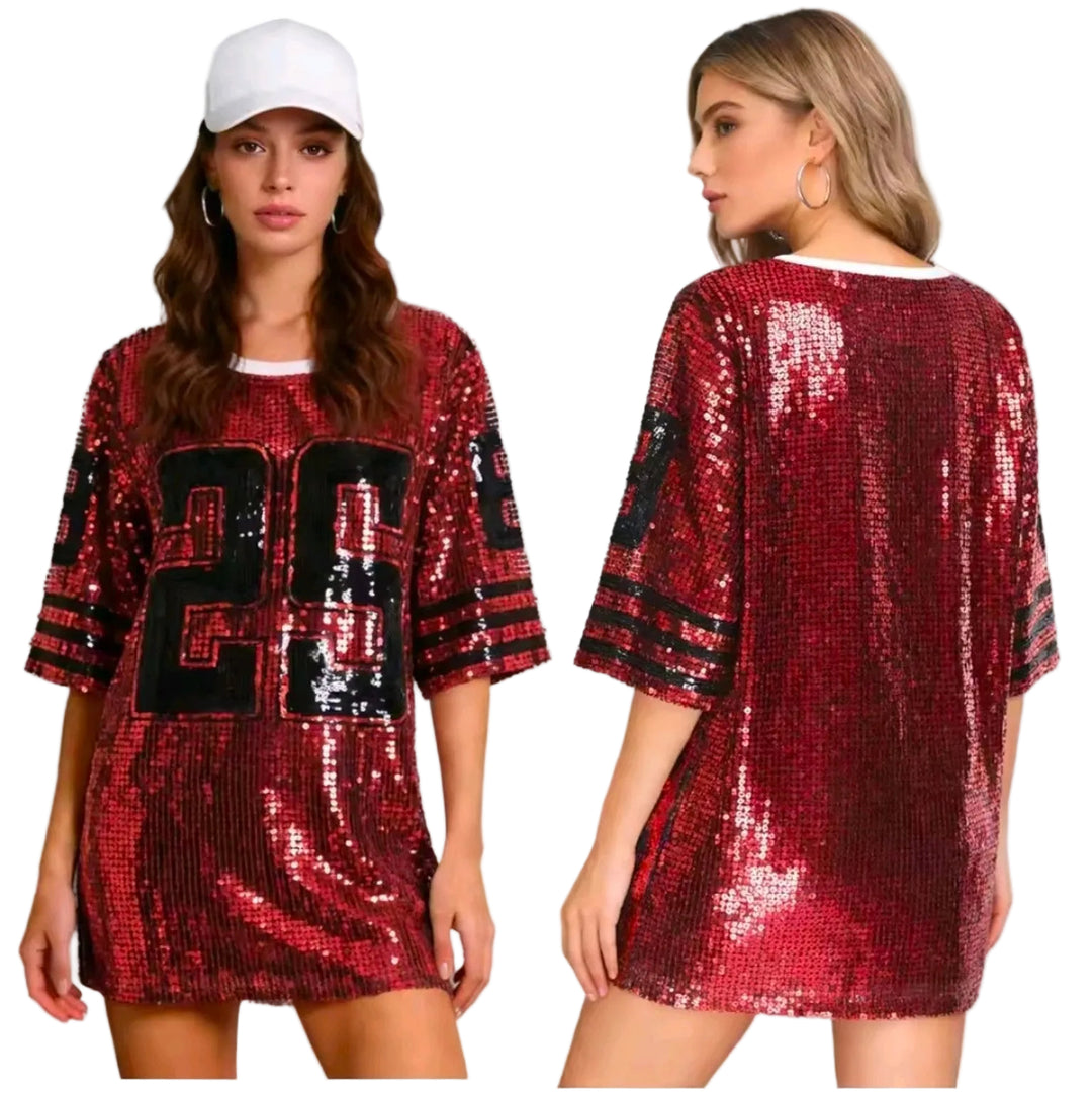 Varsity Spark Sequin Tee Dress by Runway Secrets