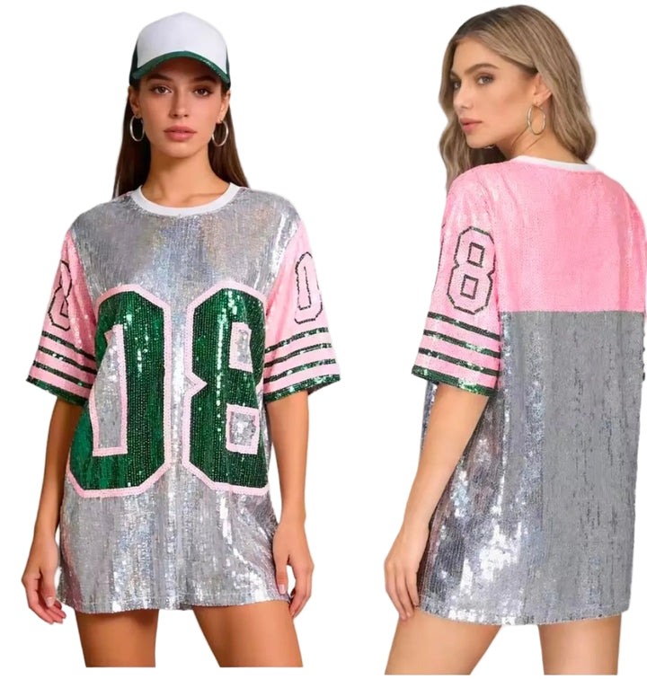Varsity Spark Sequin Tee Dress by Runway Secrets