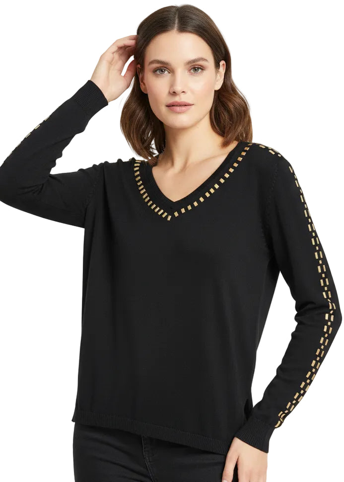 Midnight Gold Trim Knit by Cindy & Sam