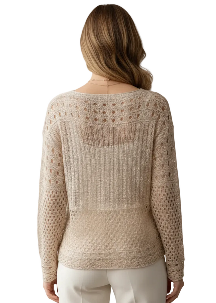 Open Knit V-Neck Sweater By Runway Secrets