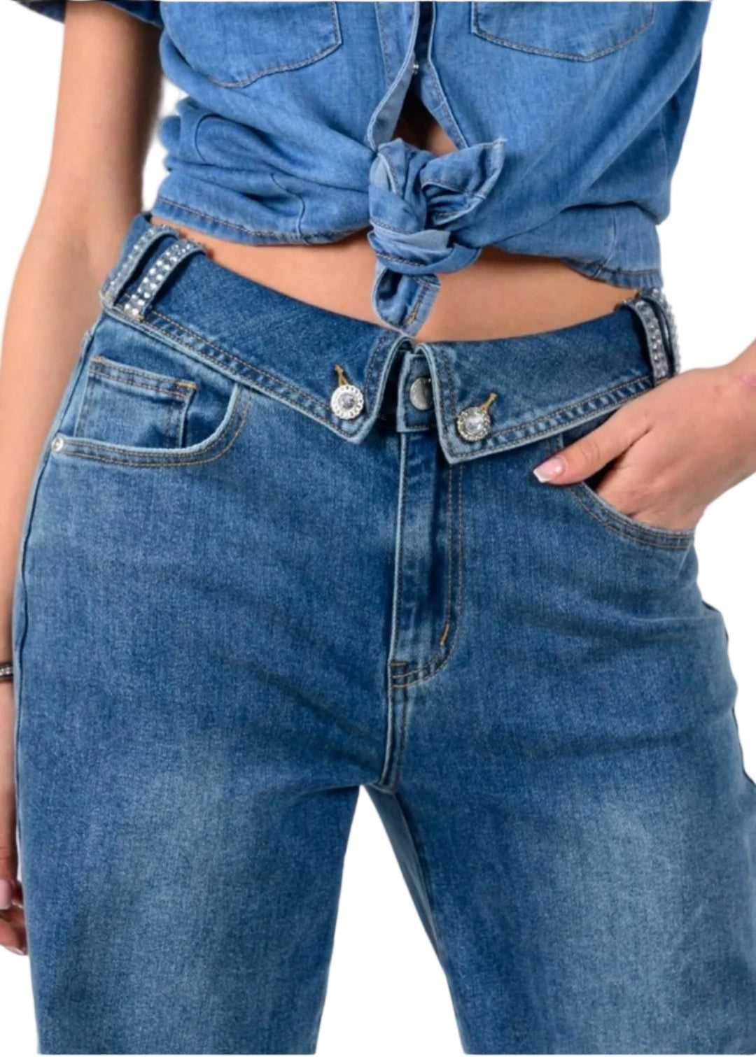 FOLD OVER STRAIGHT LEG JEANS BY BIANCO