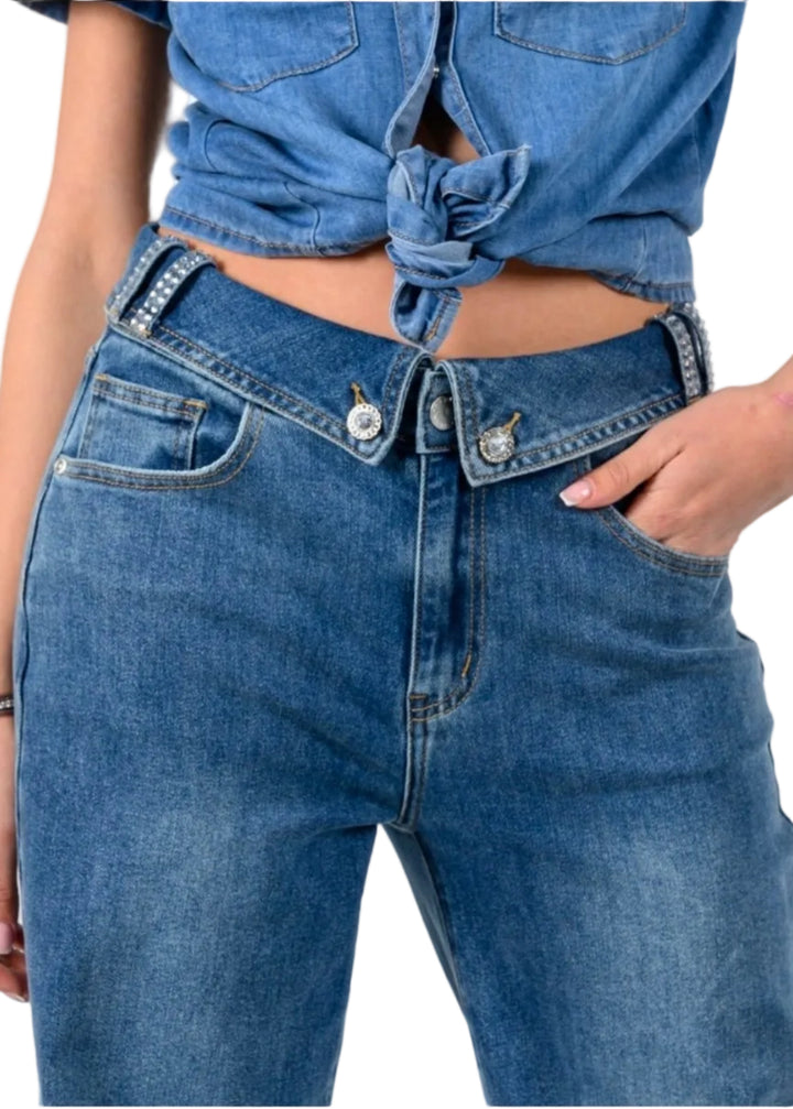 FOLD OVER STRAIGHT LEG JEANS BY BIANCO