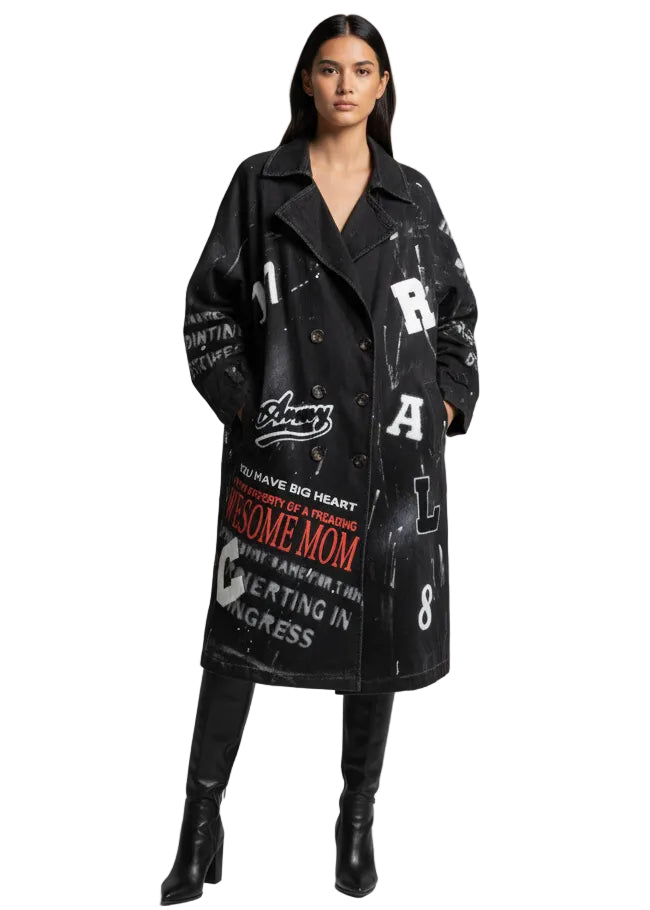 REBEL SCRIPT OVERSIZED JACKET BY ANGELA