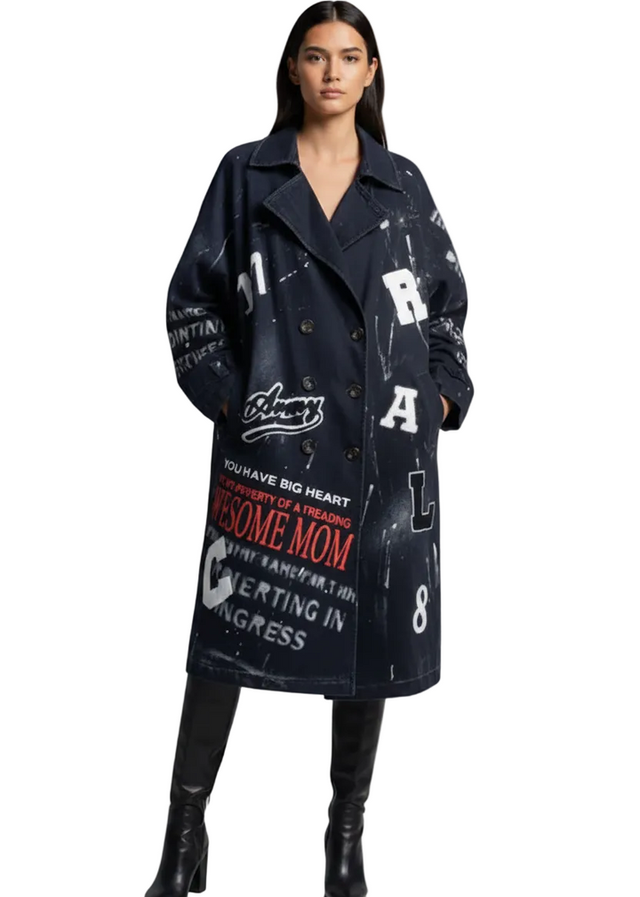REBEL SCRIPT OVERSIZED JACKET BY ANGELA
