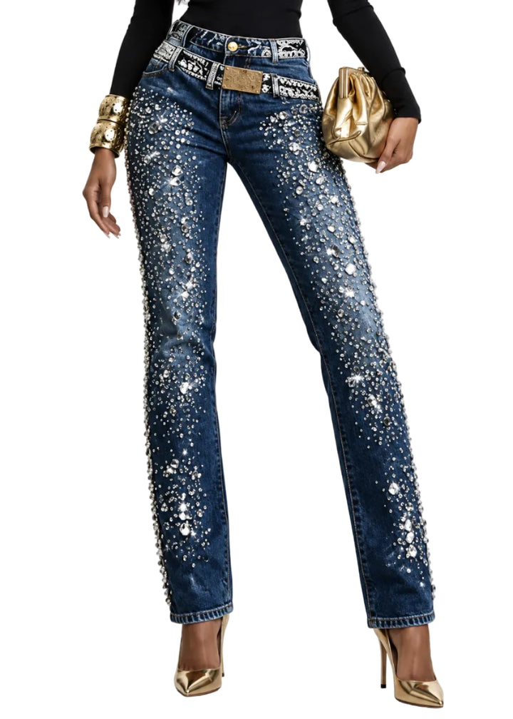 Elanora Crystal Embellished Jeans By Runway Secrets