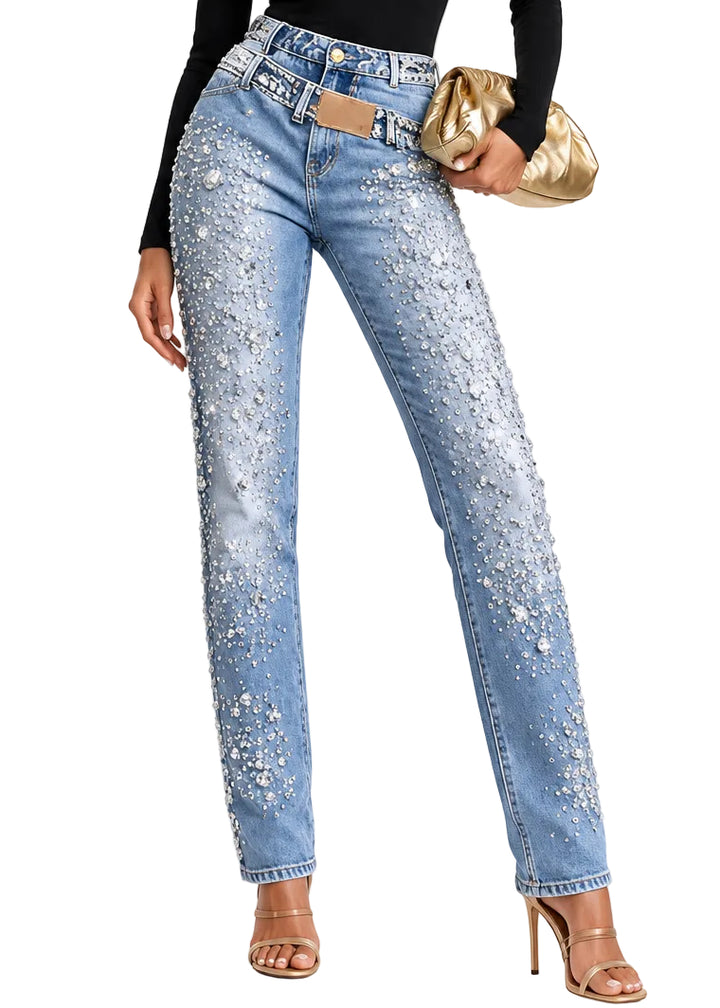 Elanora Crystal Embellished Jeans By Runway Secrets