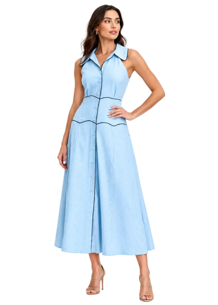 Solenne Piped Shirt Dress By SUN