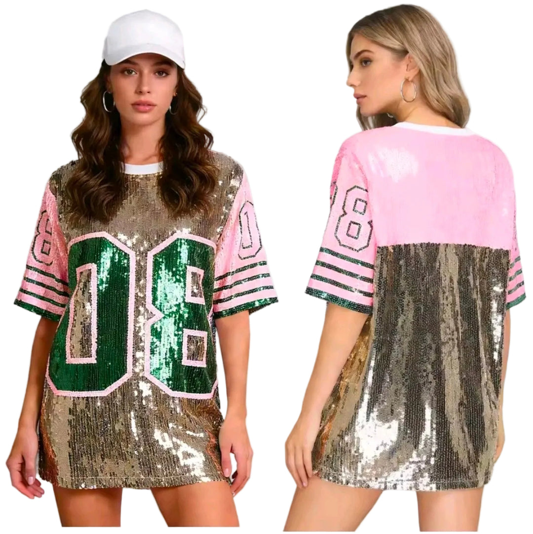Varsity Spark Sequin Tee Dress by Runway Secrets
