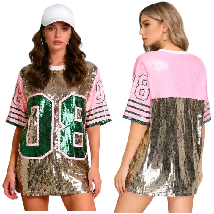 Varsity Spark Sequin Tee Dress by Runway Secrets