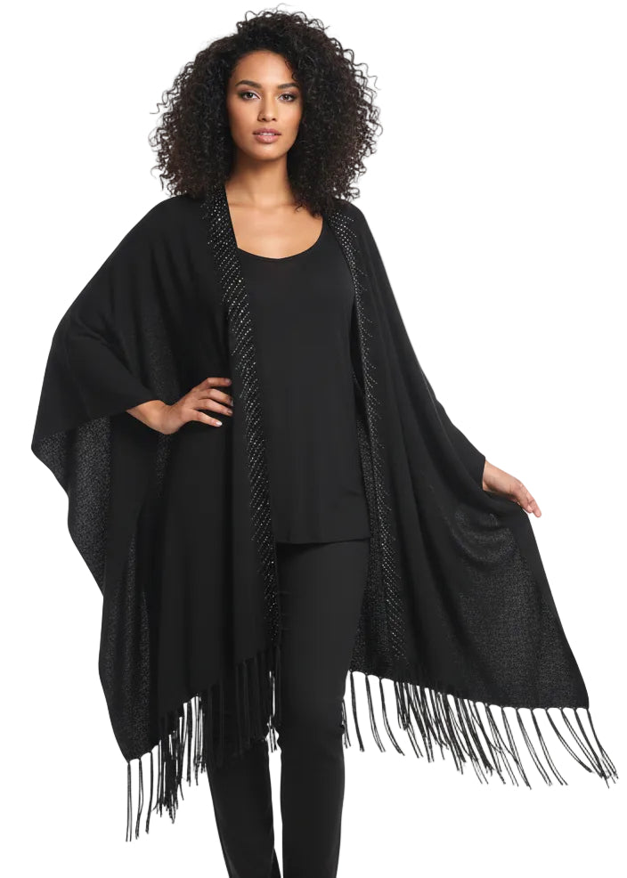 Embellished Fringe Knit Cardigan by Sambara