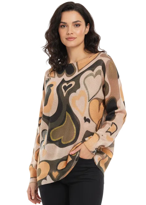 Abstract Heart Print Knit by Tutti Bella