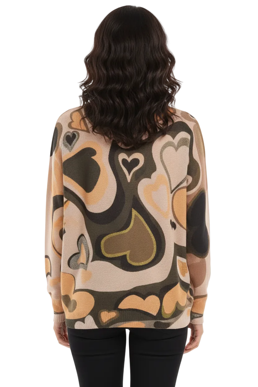 Abstract Heart Print Knit by Tutti Bella