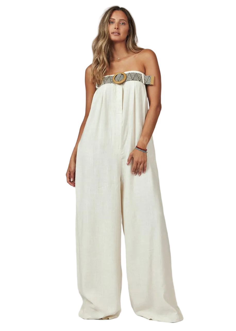 Coastal Breeze Wide Leg Linen Blend Jumpsuit by Seven Seventy