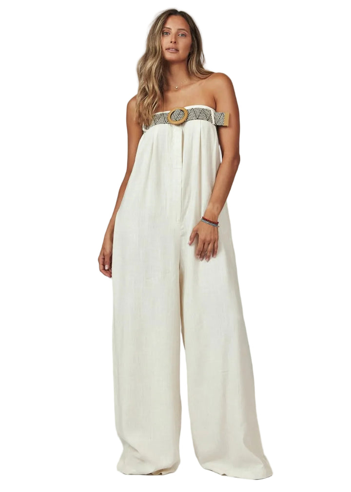 Coastal Breeze Wide Leg Linen Blend Jumpsuit by Seven Seventy