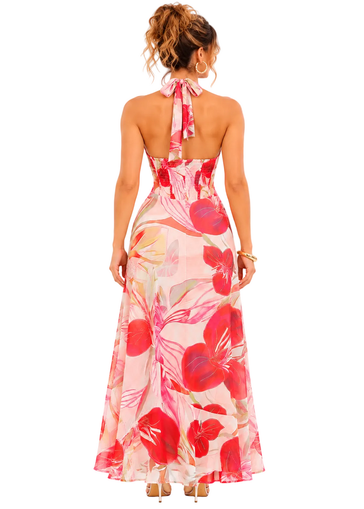 Zarelia Floral Halter Maxi Dress By SUN