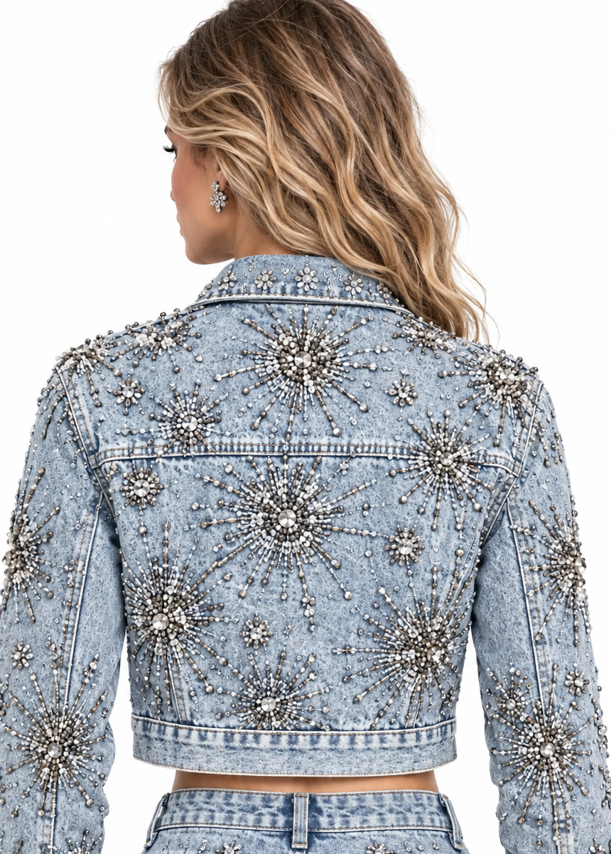 Novara Embellished Denim Jacket By Runway Secrets