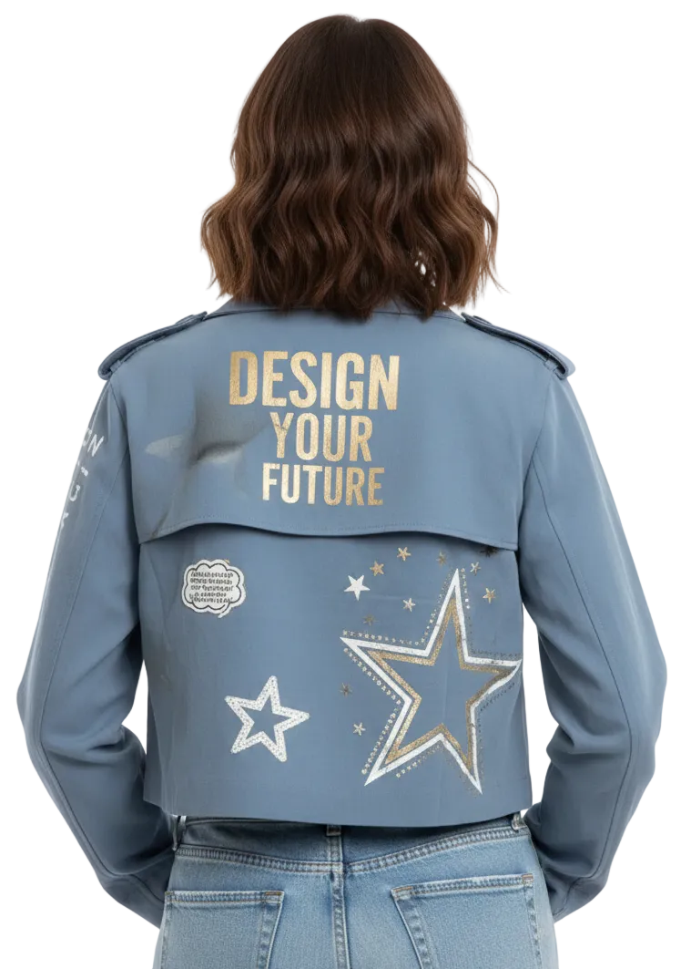 GRAPHIC CROPPED JACKET BY ANGELA