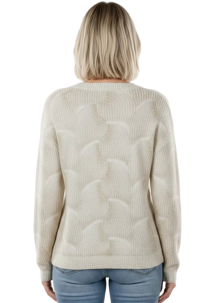 WAVE TEXTURED V-NECK LIGHTWEIGHT KNIT TOP BY TUTTI BELLA