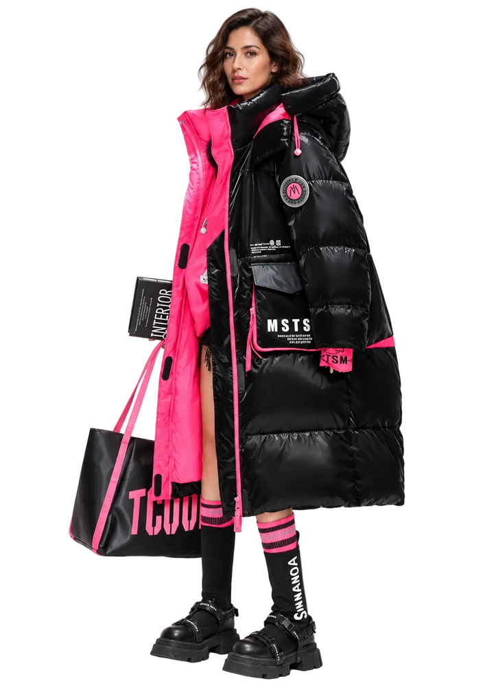 Zephrielle Contrast Longline Puffer Coat By Runway Secrets