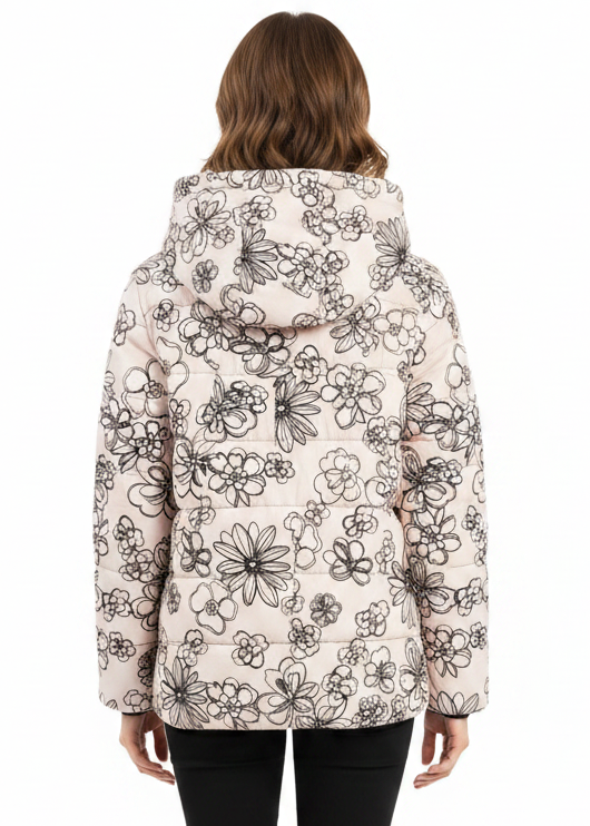 SOFT PINK FLORAL PUFFER JACKET BY SABENA