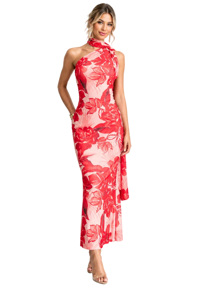 Avelisse Asymmetric Halter Maxi Dress By SUN