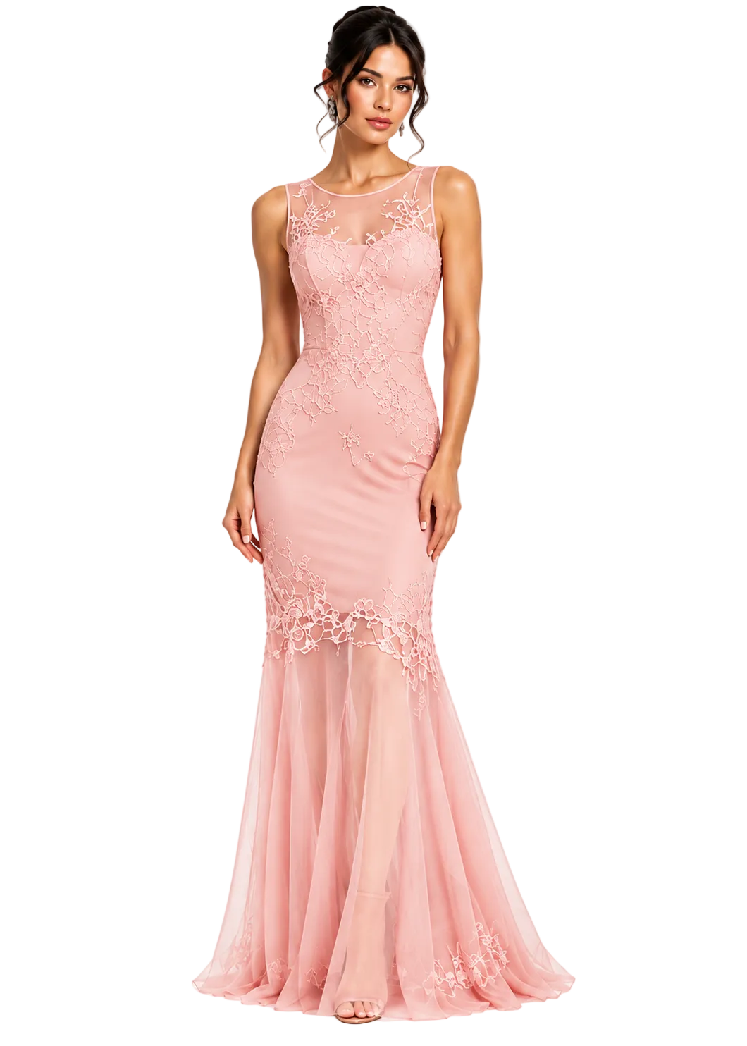 Celeste Embroidered Mesh Evening Dress By Sambara