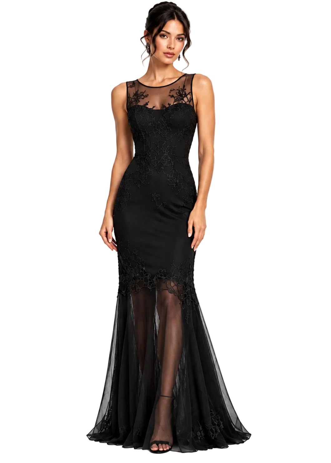 Celeste Embroidered Mesh Evening Dress By Sambara