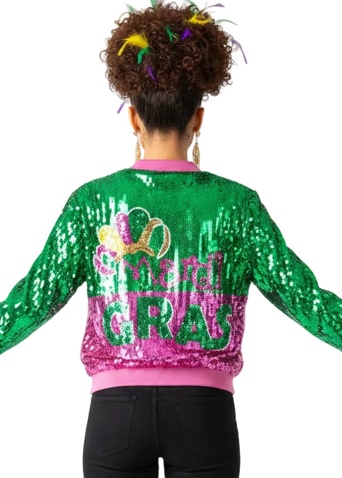 Mardi Gras Magic Sequin Bomber Jacket