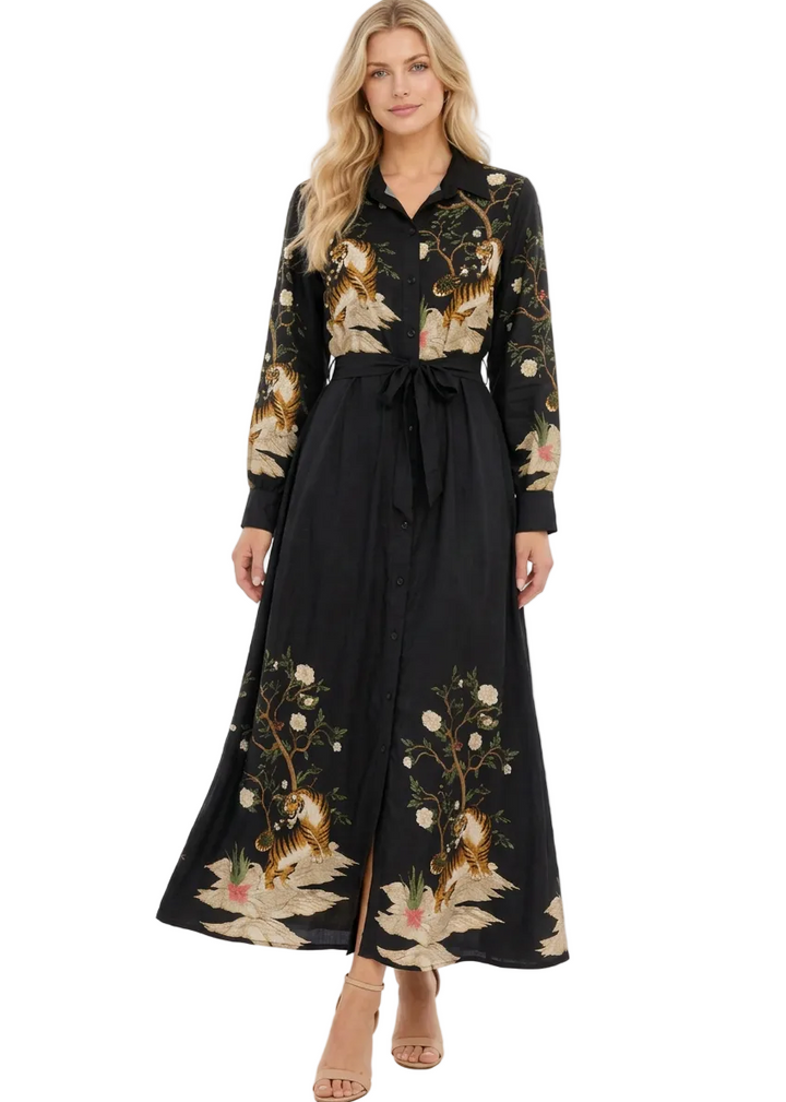 Floral maxi dress front on white background