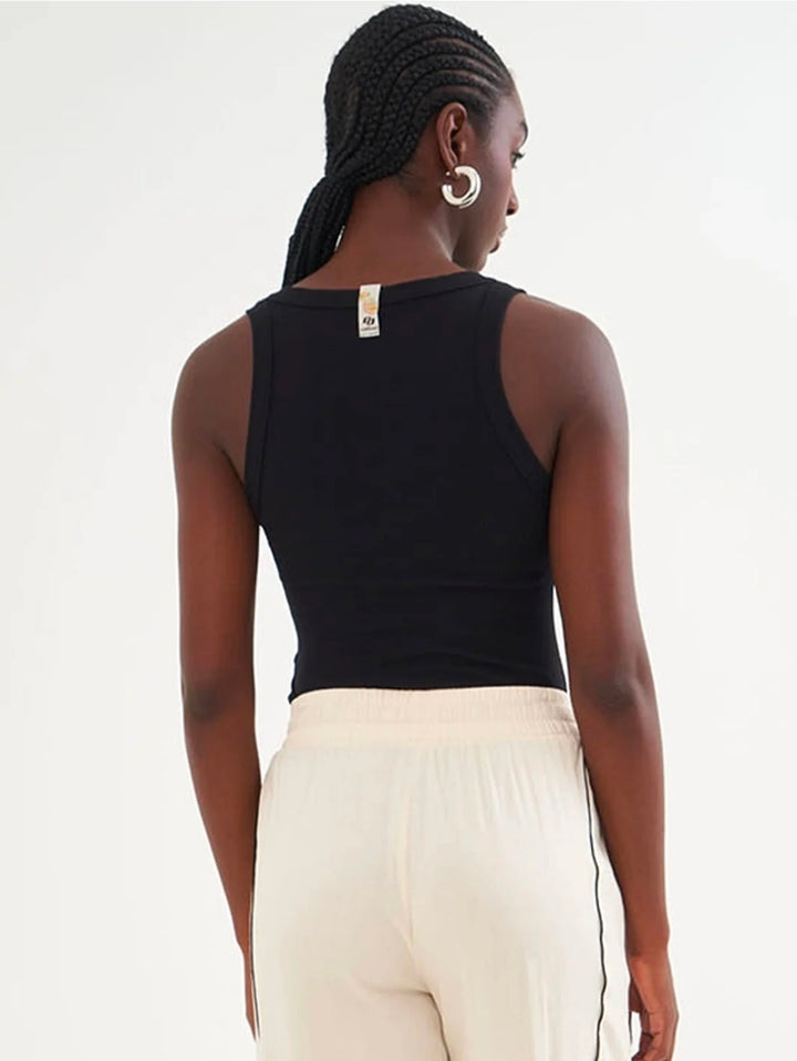 RIBBED COTTON SINGLET BUTTON