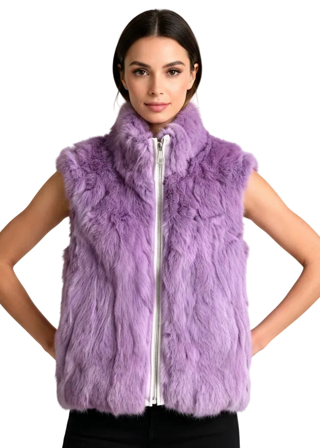 Luxury Rabbit Fur Zip Vest by Runway Secrets