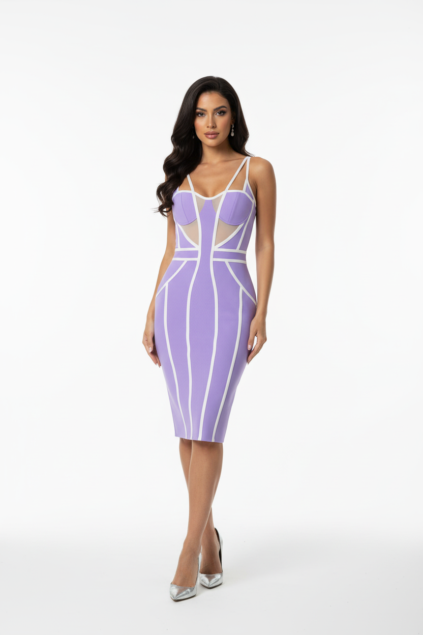 Pencil dress with piping details | SUZY DRESS