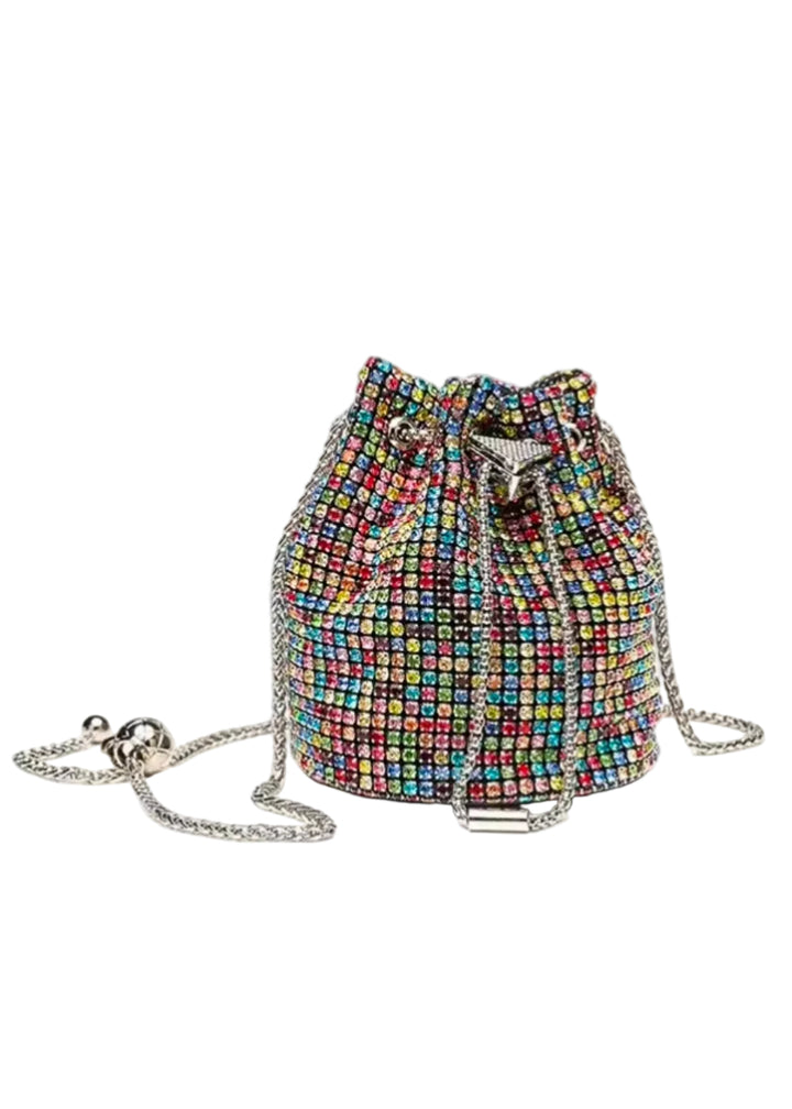 Rainbow Crystal Bucket Bag by Runway Secrets