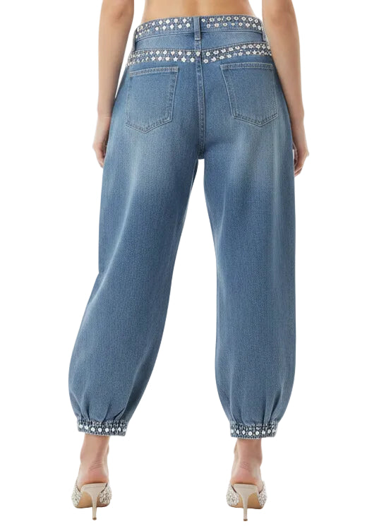 The Monaco Crystal Denim Jogger By Runway Secrets