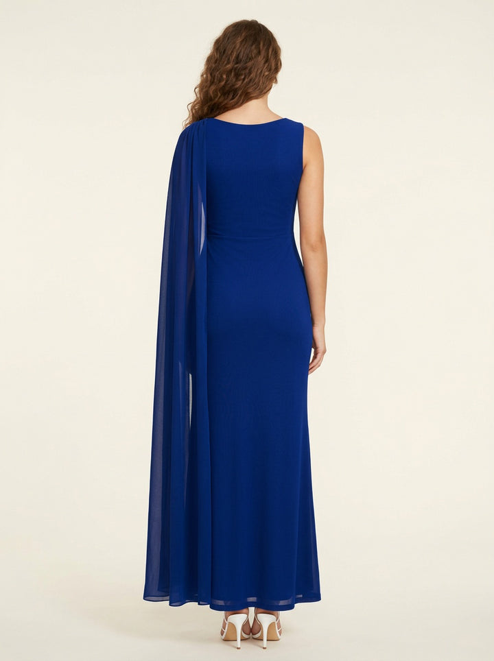 Elyndra Draped Cape Maxi Dress