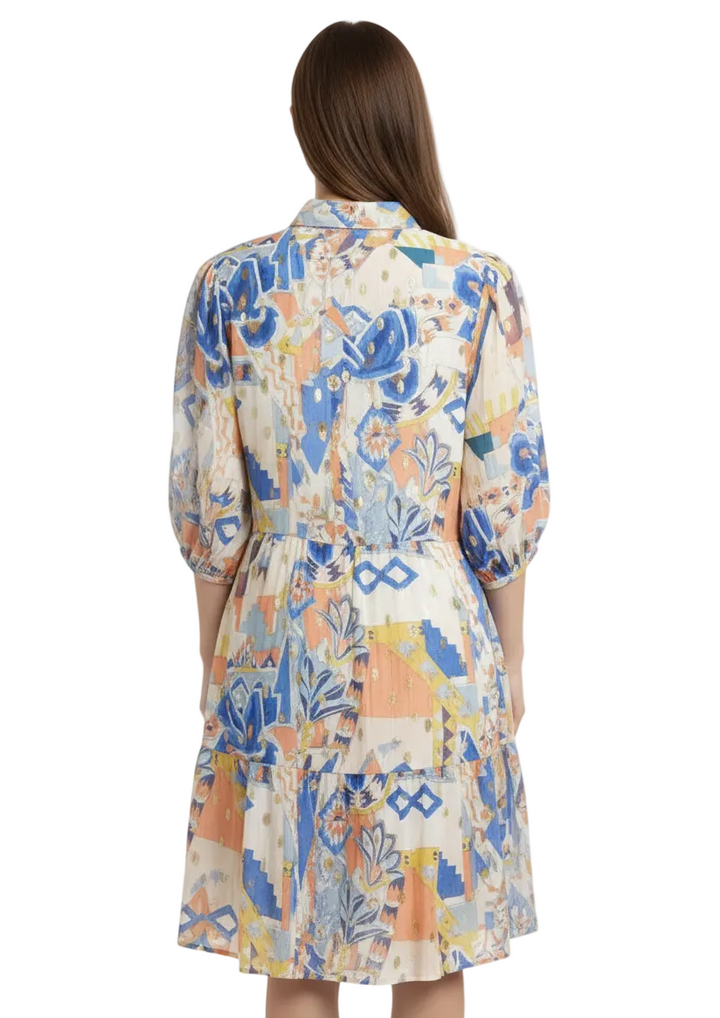 PRINT TIERED SHIRT DRESS BY SAMBARA